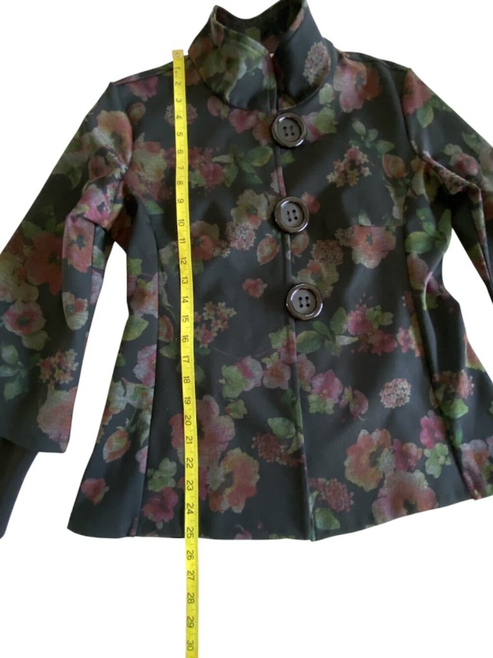 Zooni Made In Canada Statement Jacket Big Button Floral Art To Wear S/M Autumn - Picture 13 of 14